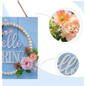 NEW Hello Spring Sign Front Door Flower Wreath Wooden Sign Farmhouse